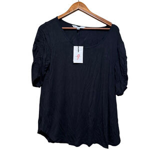 Hatch Maternity Black Shirt Size MEDIUM with 3/4‎ Shirred Sleeves NWT